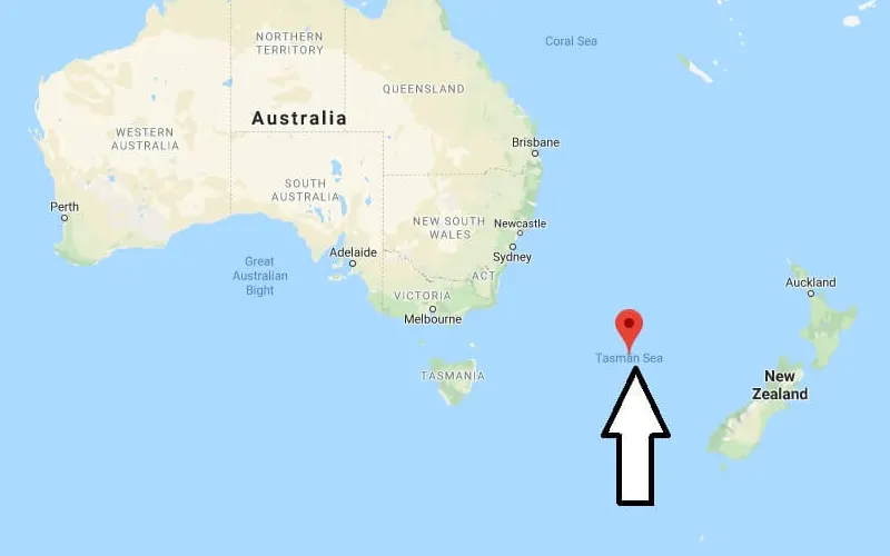 tasman sea on the map